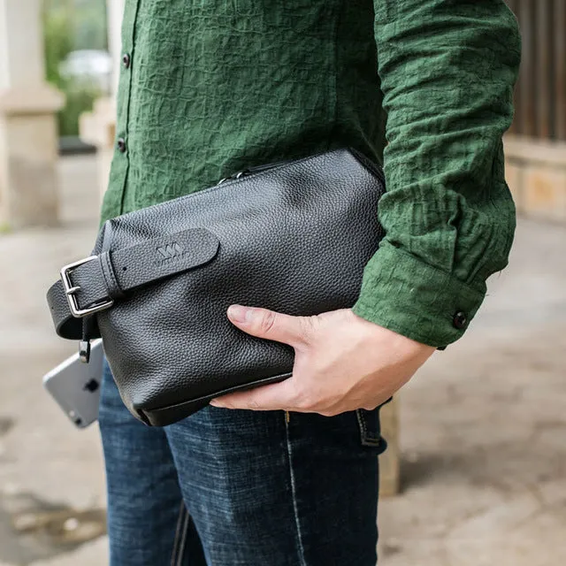 Wmnuo Soft Sheepskin Men Clutch  Bag