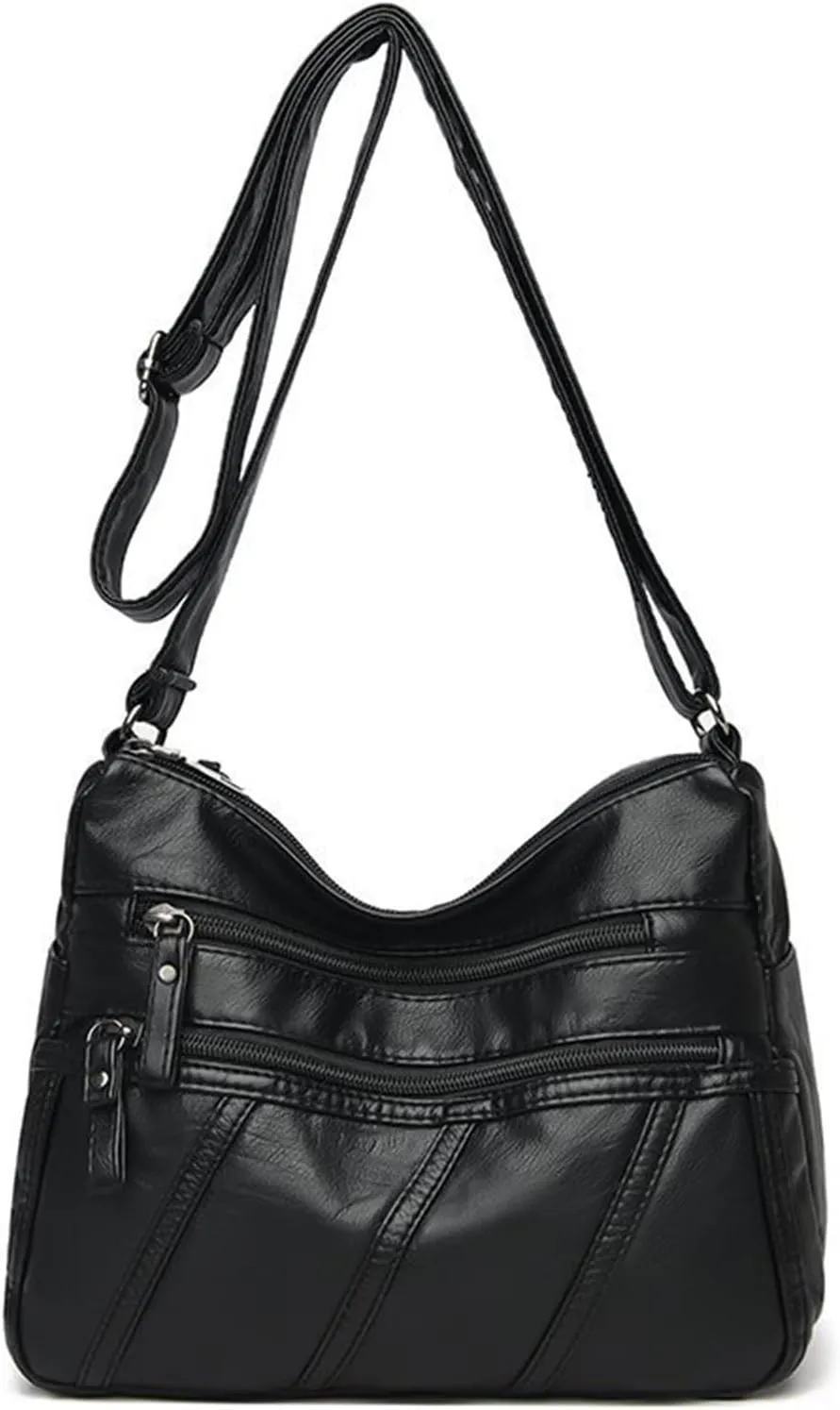 Women Crossbody Shoulder Bag Soft PU Leather Handbags Multi-Pocket Messenger Bag Waterproof Purse for Ladies