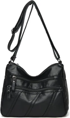 Women Crossbody Shoulder Bag Soft PU Leather Handbags Multi-Pocket Messenger Bag Waterproof Purse for Ladies