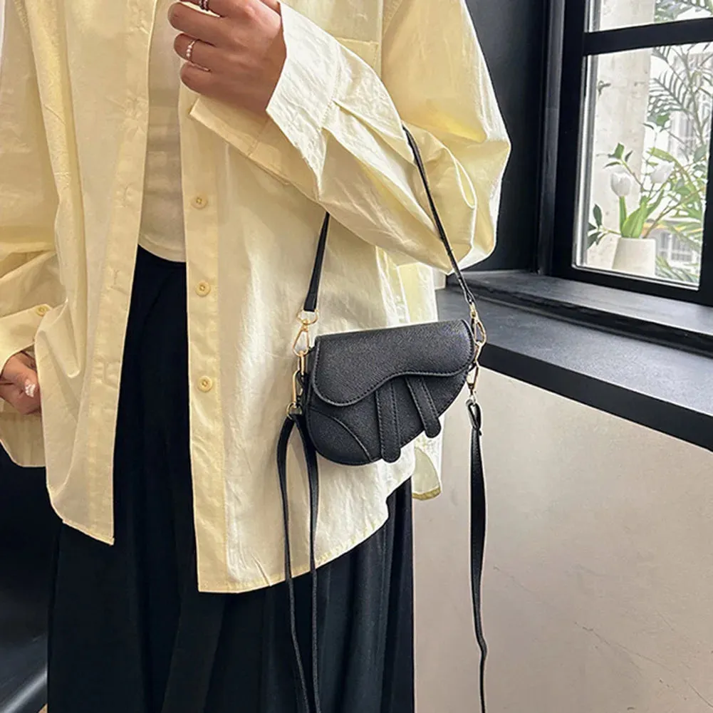 Women Mini Handbags Saddle Bag Fashion Underarm Bag Hasp Zipper Solid Color Casual Simple Messenger Bag Designer Handbags