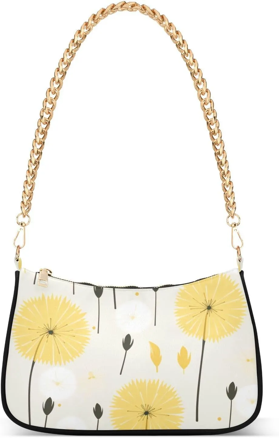 Women Shoulder Bag Yellow Dandelion Print Lightweight Clutch Handbags Casual Tote Handbags