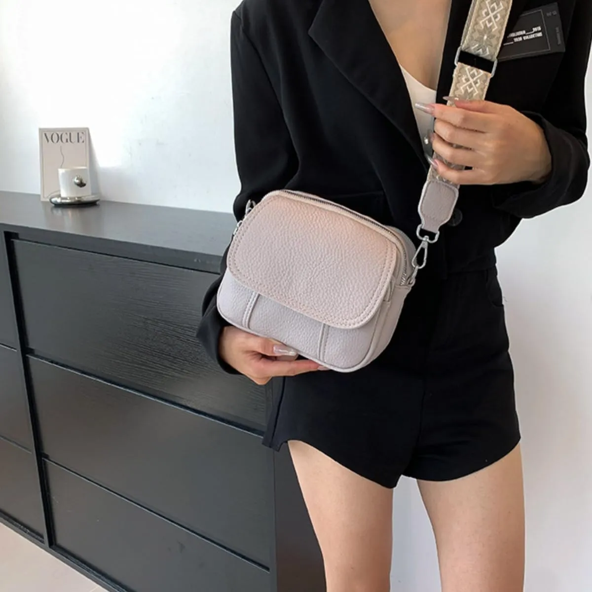 Women Small Crossbody Purse Fashion Lightweight Vegan Leather Handbags with Boho Strap Shoulder