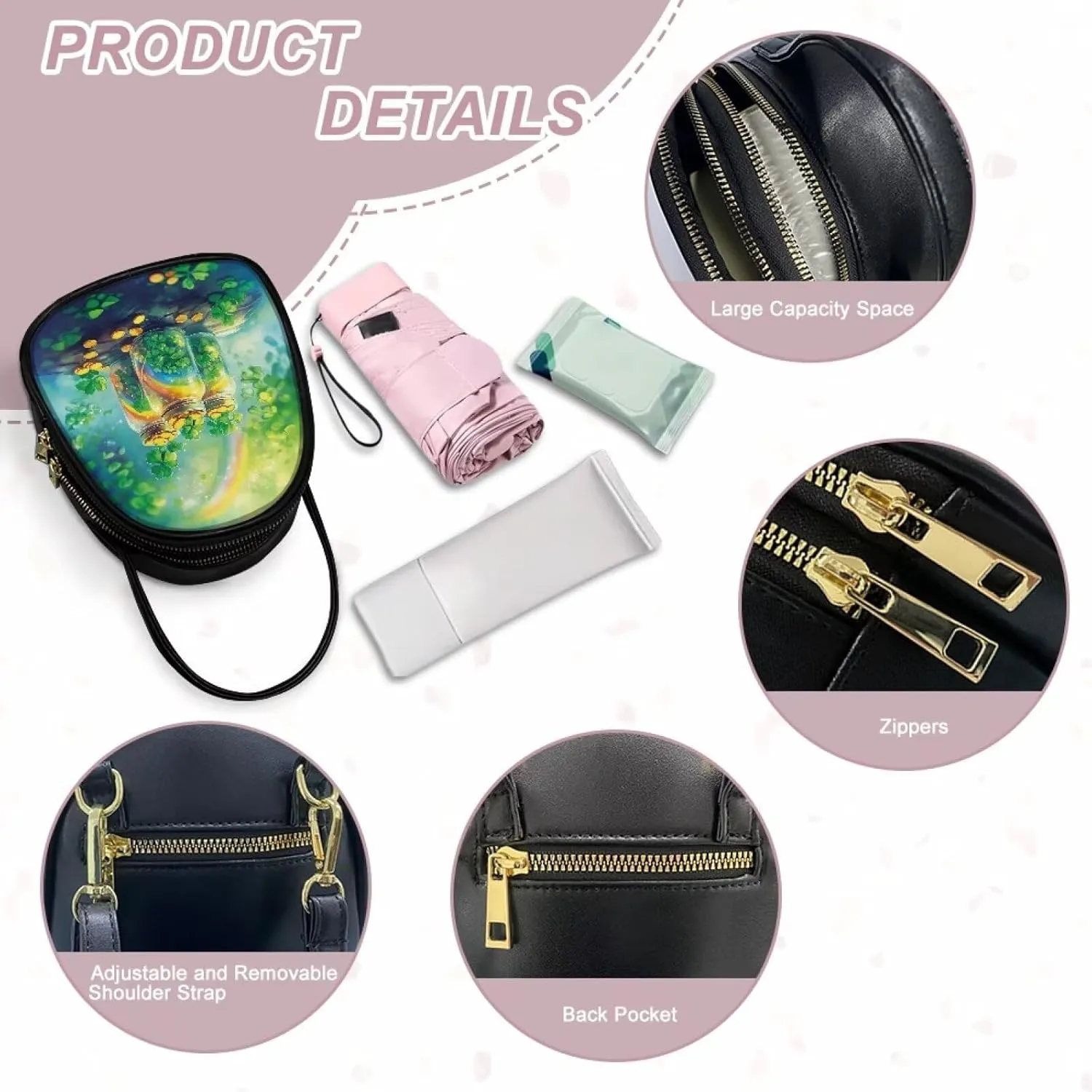 Women Small Shoulder Bag Waterproof Tote Square Satchel Handbags Lady Double Layer Portable Travel Holiday Gifts