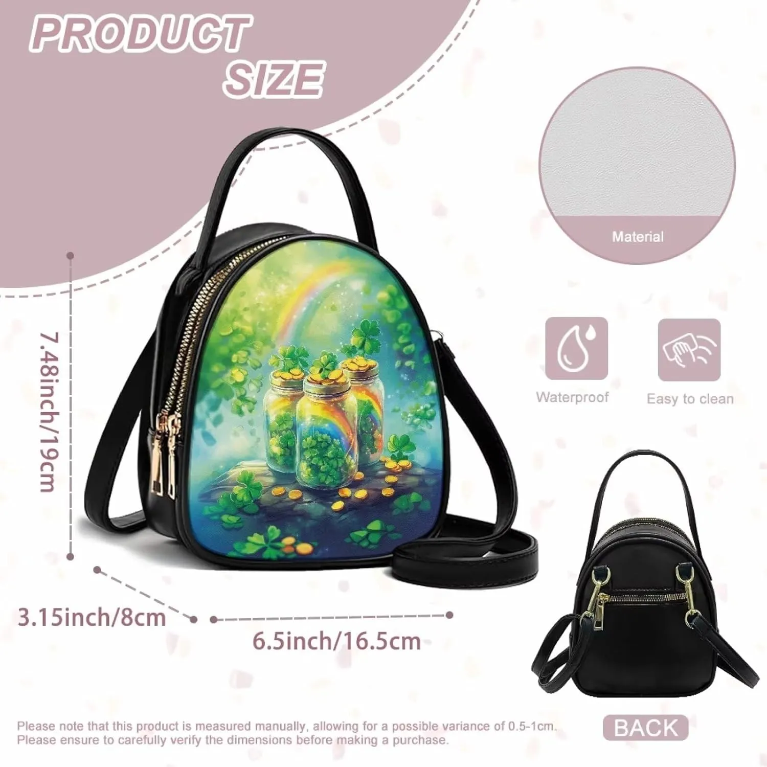 Women Small Shoulder Bag Waterproof Tote Square Satchel Handbags Lady Double Layer Portable Travel Holiday Gifts