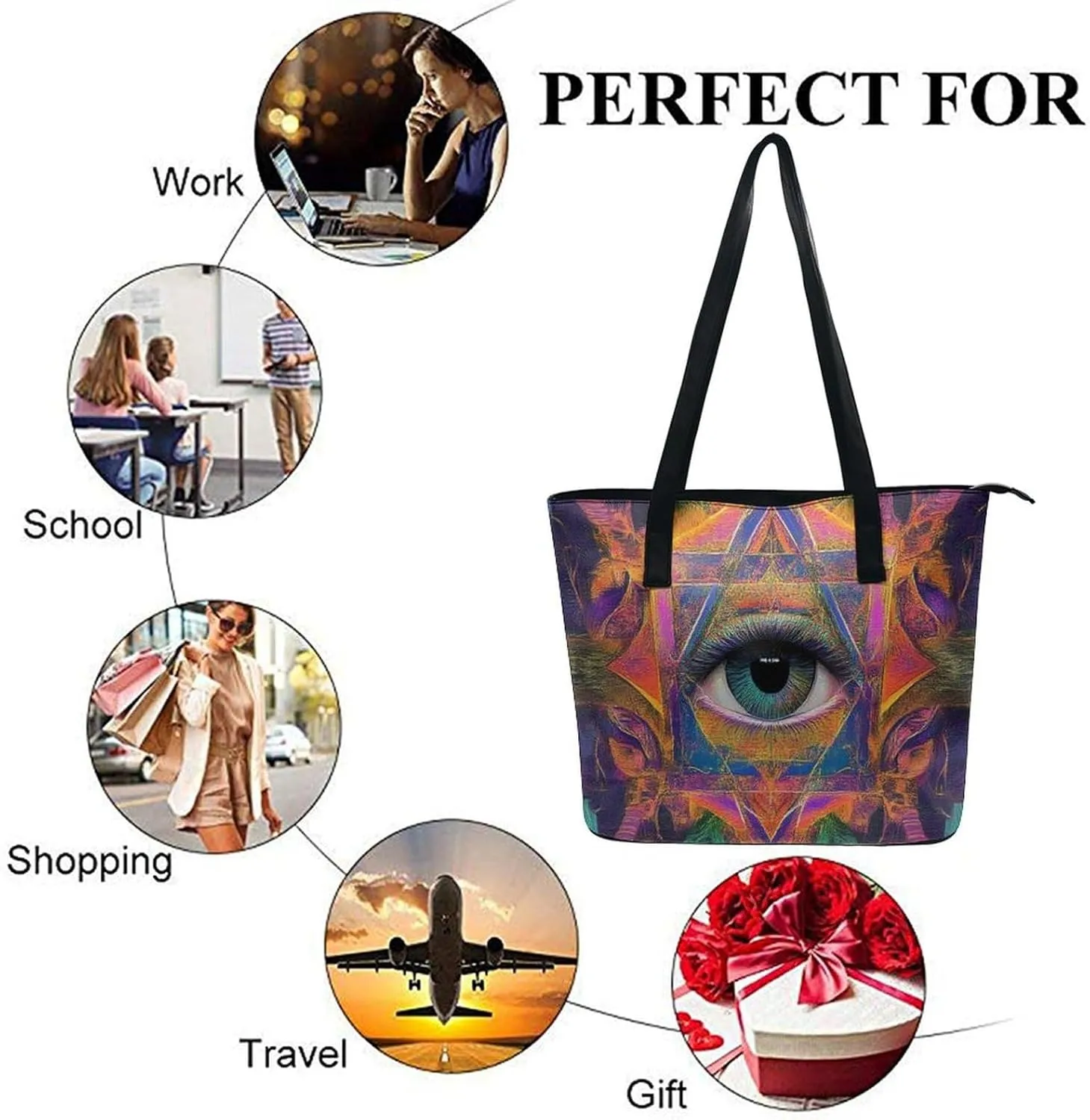 Women Tote Bag PU Leather Travel Shoulder Bags Casual Handbags