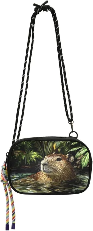 Women's Crossbody Handbags Lake Capybara Plants Print Lightweight Shoulder Phone Purse for Walking, Hiking