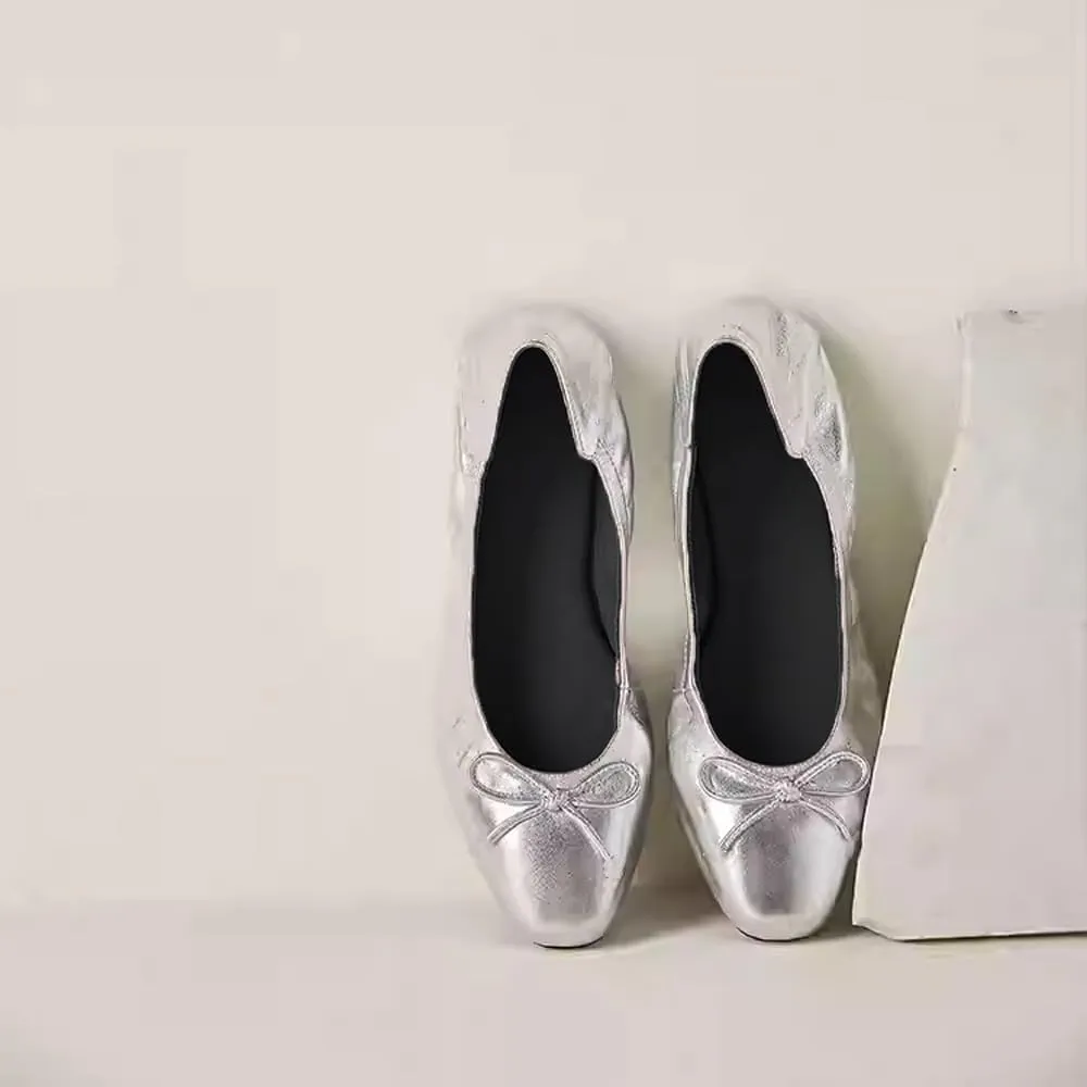 Women's Foldable Ballet Flats ，Portable Roll-Up Travel Shoes with Carrying Pouch, Lightweight Slip-On Comfort for Wedding, Bridesmaid & Dance Events