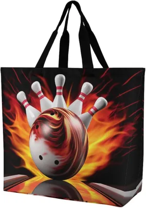 Women's Multi-Functional Shopping Bag，Bowling Ball Printing Messenger Bag Shoulder Bag for Travel, Work, Shopping & Parties with Inner Pocket, Grocery Bag Lightweight & Water-Resistant