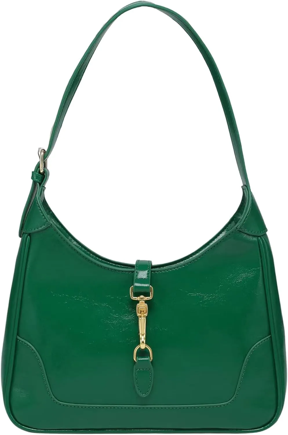 Women's PU Leather Clasp Shoulder Bag Adjustable Strap Vintage Hobo Handbags Purse