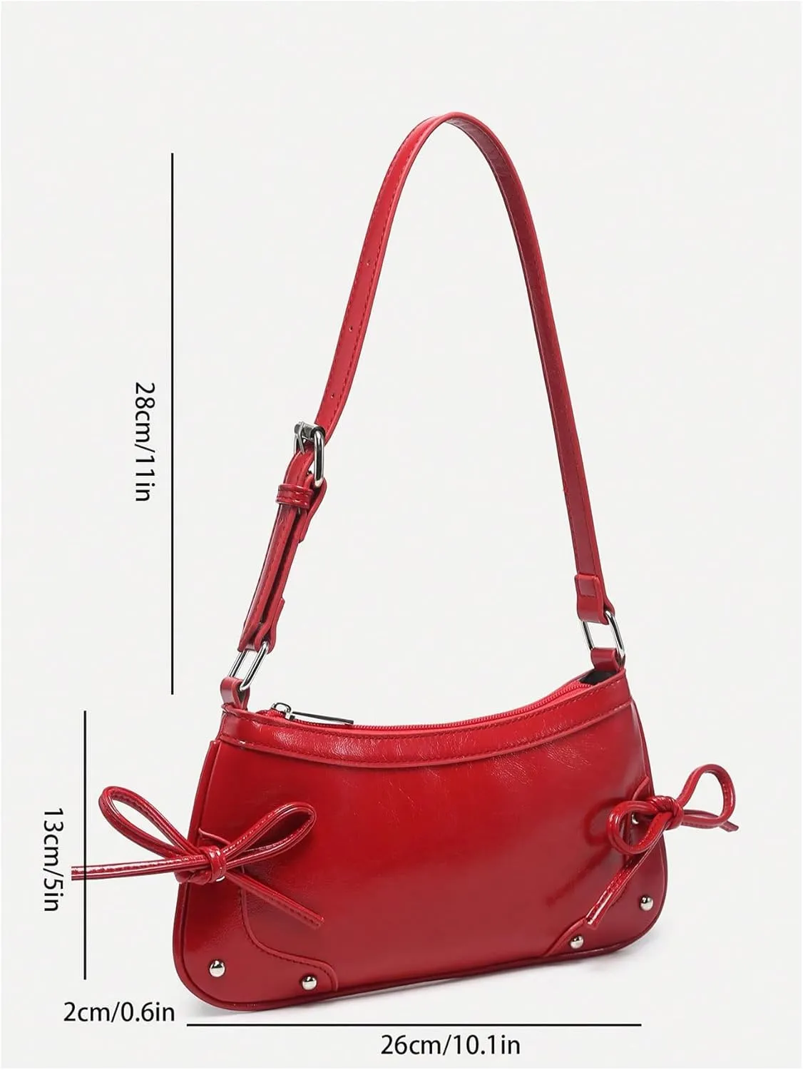 Women's PU Leather Top Handle Shoulder Bag Bow Vintage Purses Bags Y2k Handbags