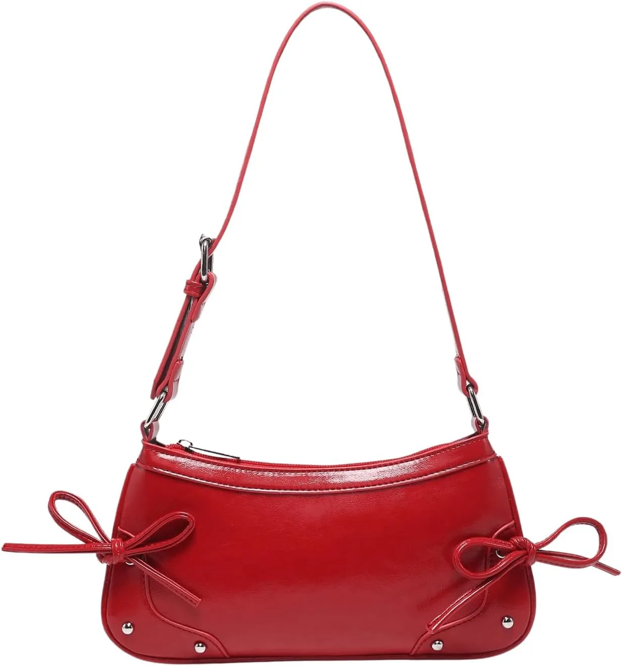 Women's PU Leather Top Handle Shoulder Bag Bow Vintage Purses Bags Y2k Handbags