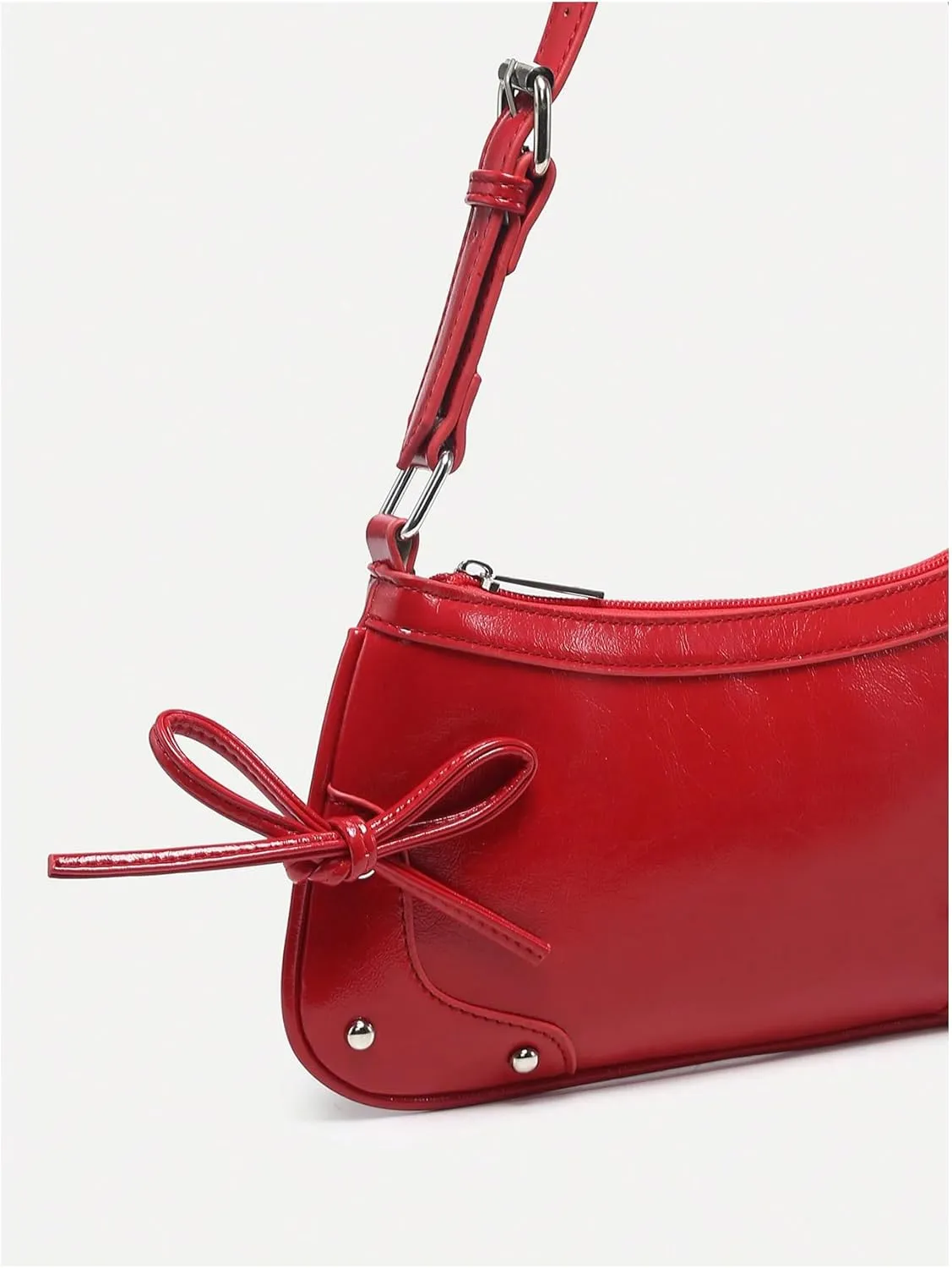 Women's PU Leather Top Handle Shoulder Bag Bow Vintage Purses Bags Y2k Handbags