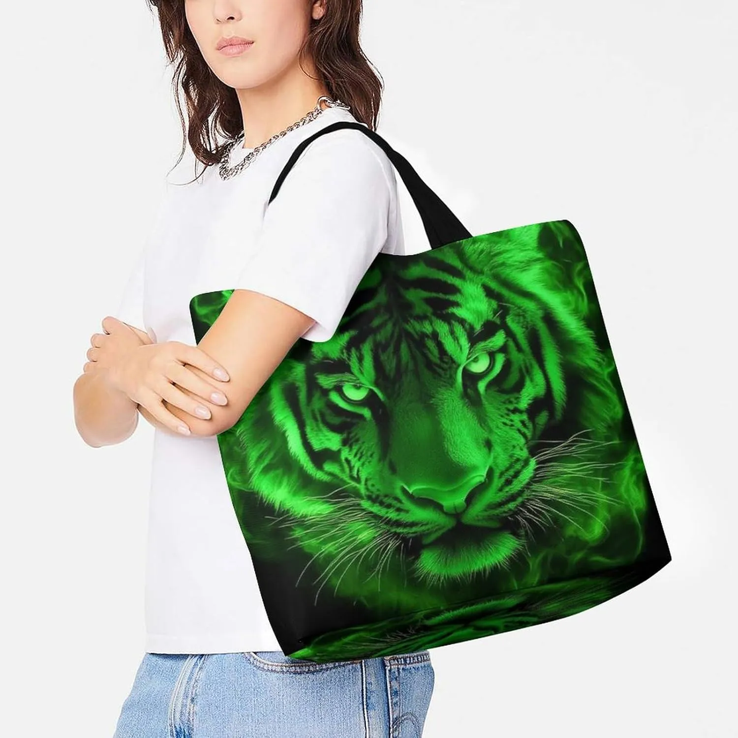 Women's Reusable Tote Bag, Portable Shoulder Handbags Large Capacity Casual Shopping Bags