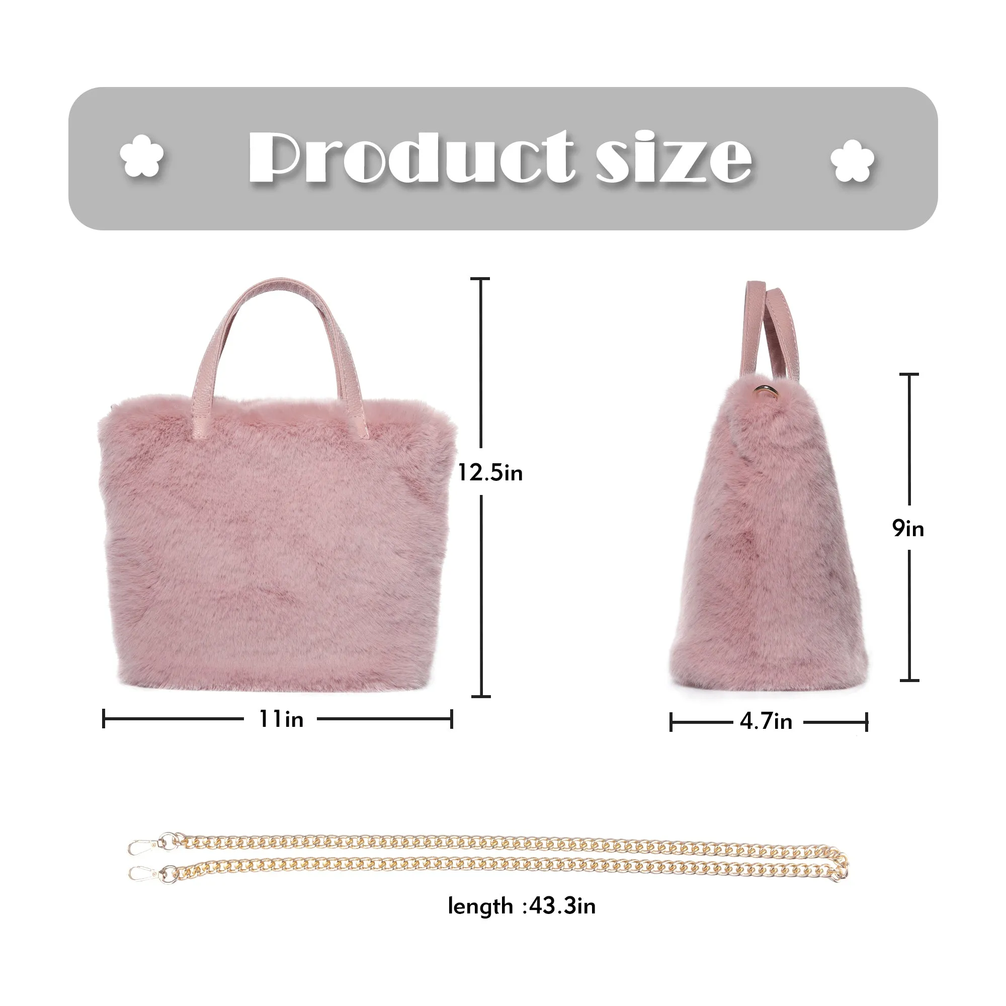 Women’s Shoulder Handbag Fluffy Faux Fur Bag Crossbody Plush Fashion Satchel 21837