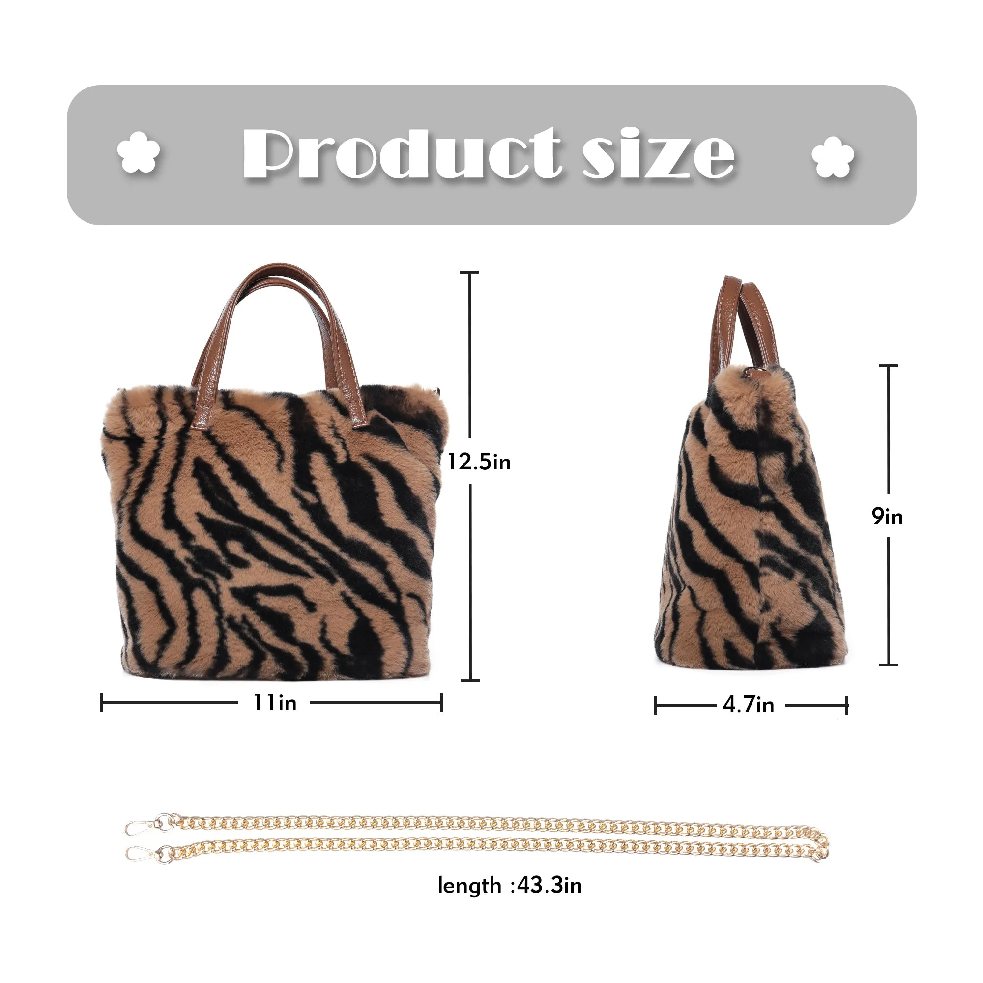 Women’s Shoulder Handbag Fluffy Faux Fur Bag Crossbody Plush Fashion Satchel 21837