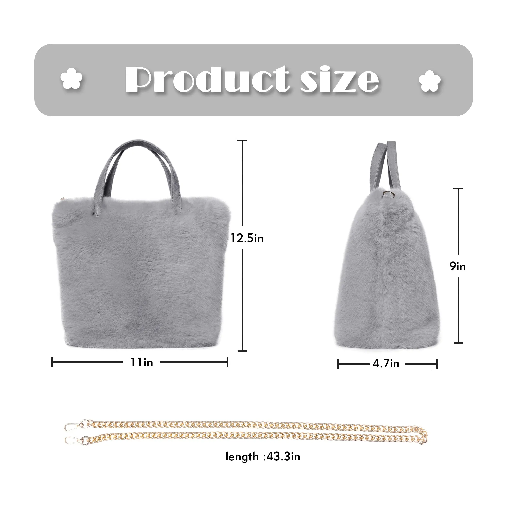 Women’s Shoulder Handbag Fluffy Faux Fur Bag Crossbody Plush Fashion Satchel 21837