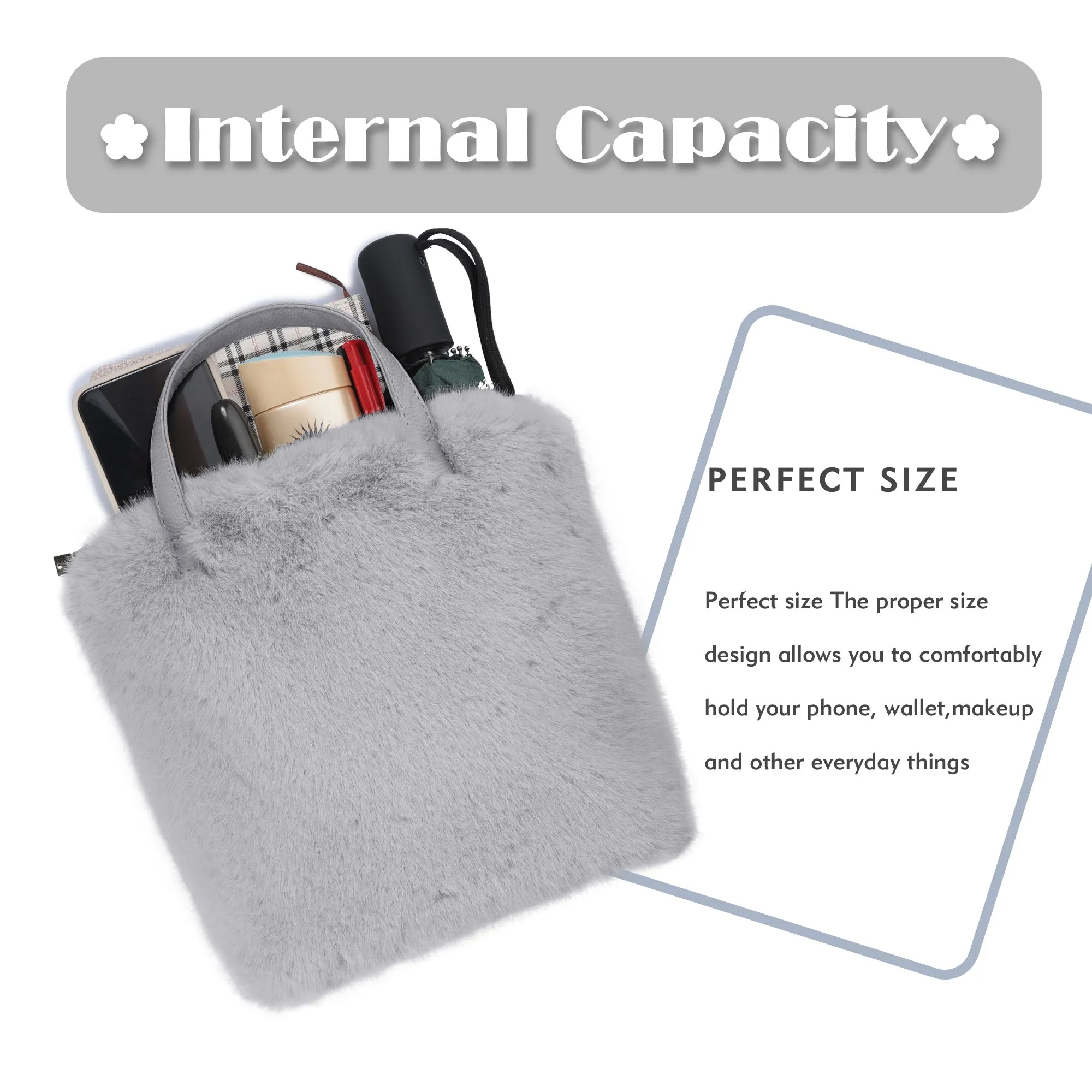 Women’s Shoulder Handbag Fluffy Faux Fur Bag Crossbody Plush Fashion Satchel 21837