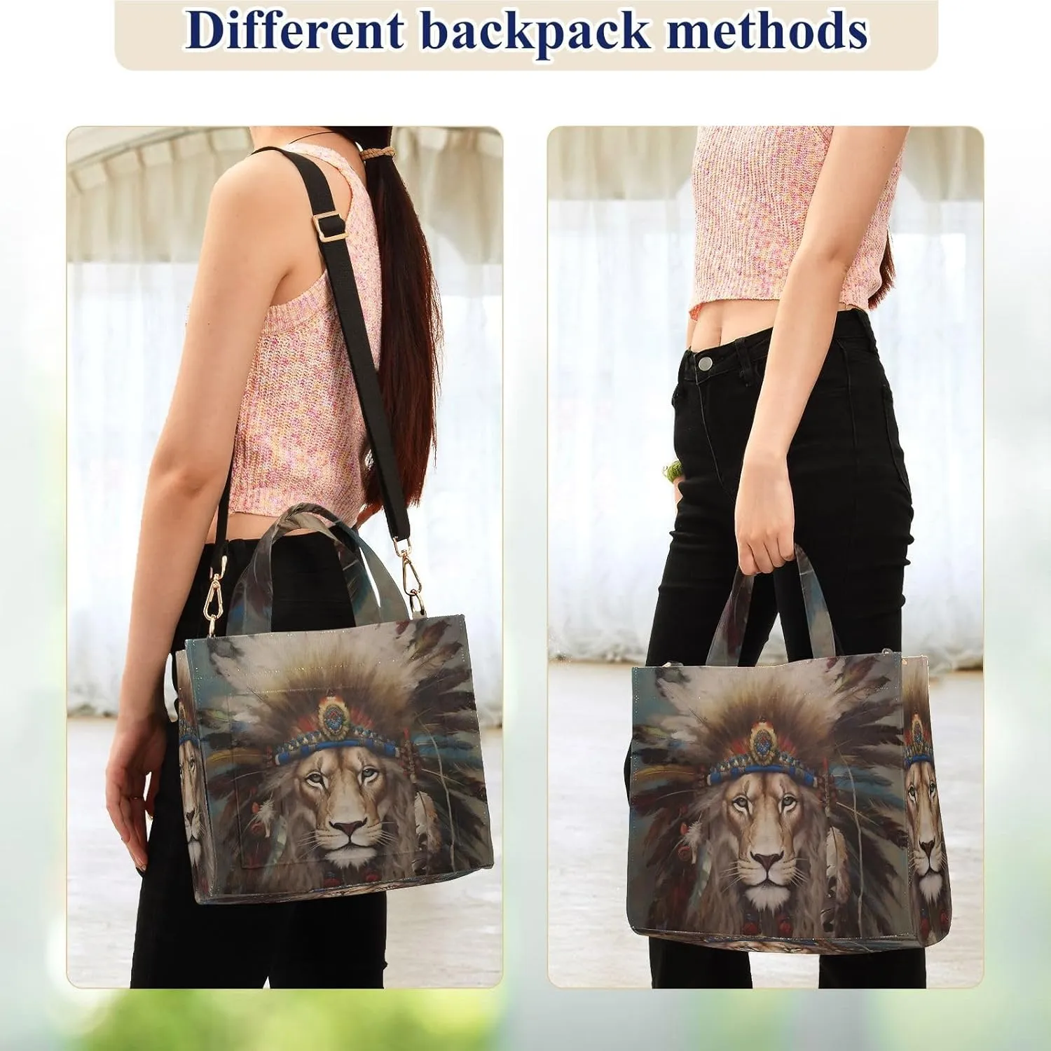 Women's Shoulder Handbags Chief Lion Print, Corduroy Tote Bag Large Capacity Small Size