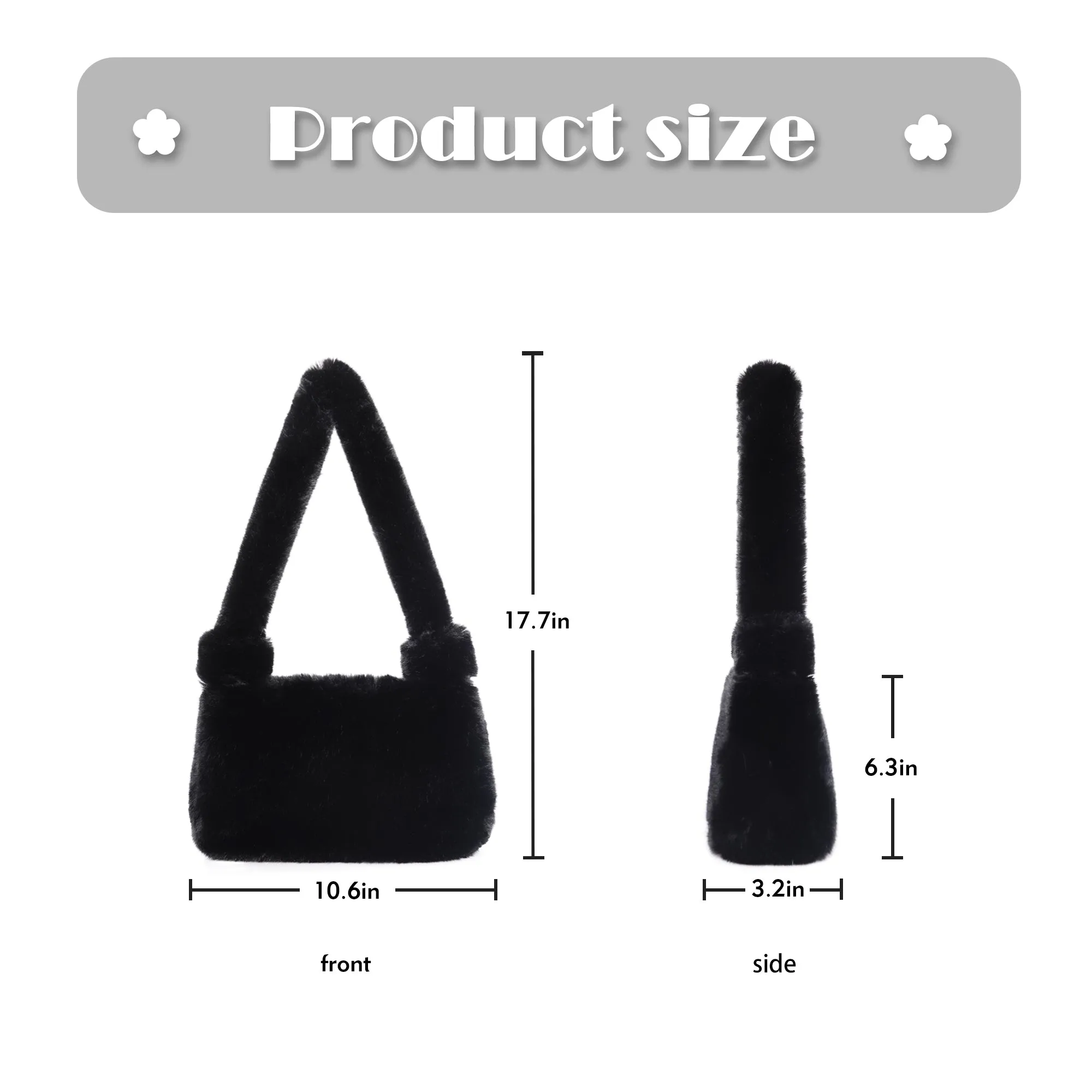 Women’s Shoulder Tote Handbags Fluffy Faux Fur Bag Crossbody Bag 21836