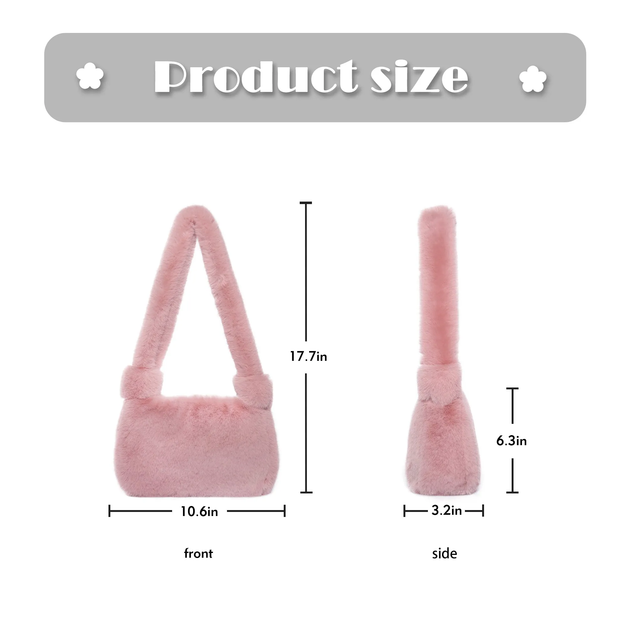 Women’s Shoulder Tote Handbags Fluffy Faux Fur Bag Crossbody Bag 21836