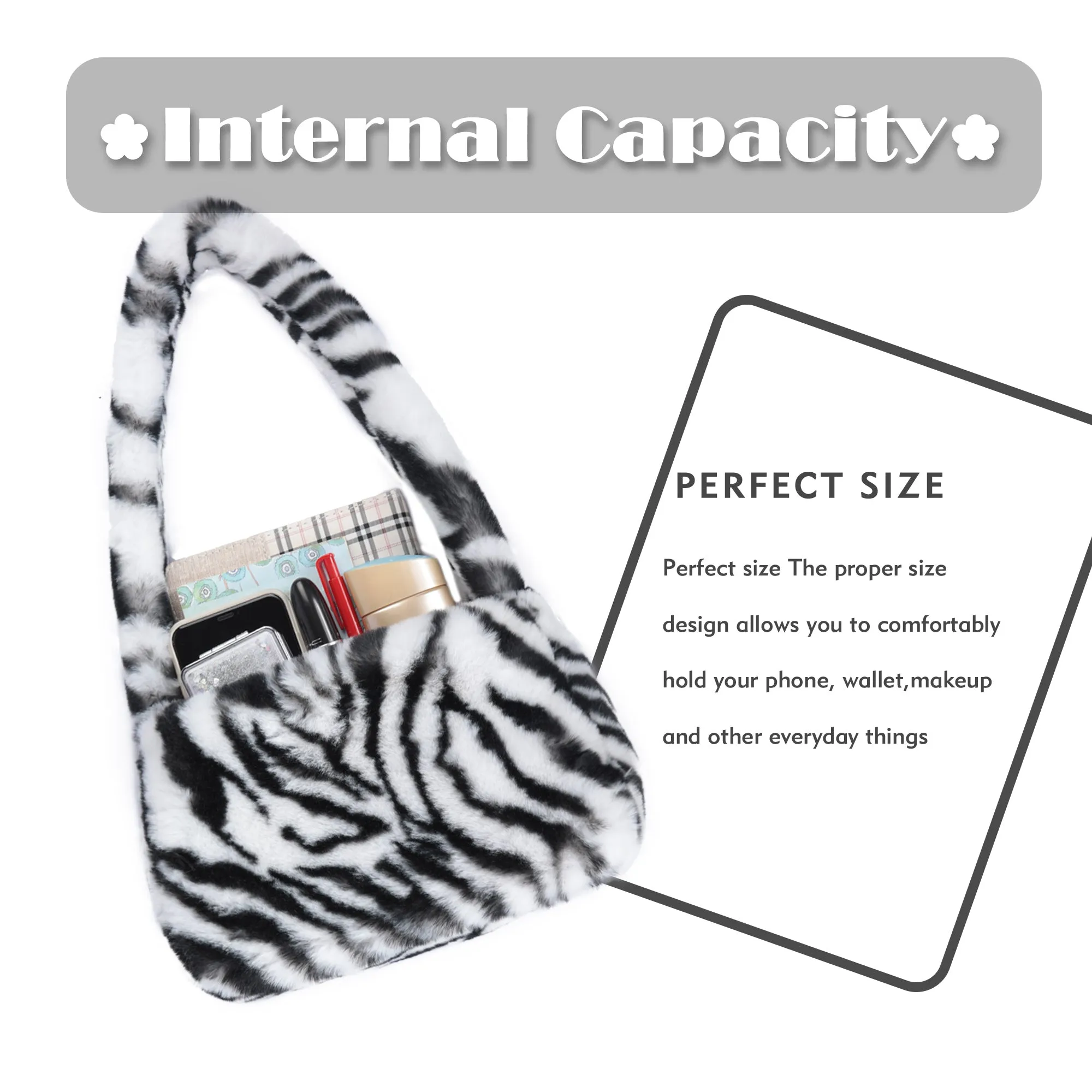 Women’s Shoulder Tote Handbags Fluffy Faux Fur Bag Crossbody Bag 21836