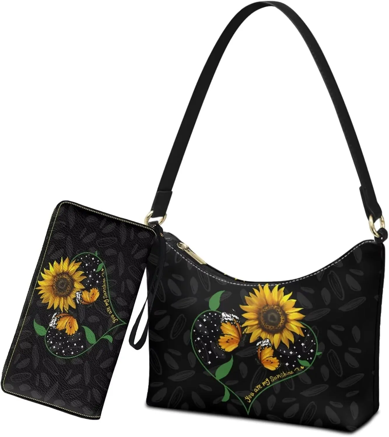 Womens Underarm Purse Lightweight Shoulder Purse Handbag with Matching Wallet Clutch Tote Handbags Set