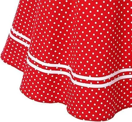 Women's Vintage Polka Dot Halter Dress 1950s Retro Audrey Hepburn Style Dress Summer Swing Prom Cocktail Outfit