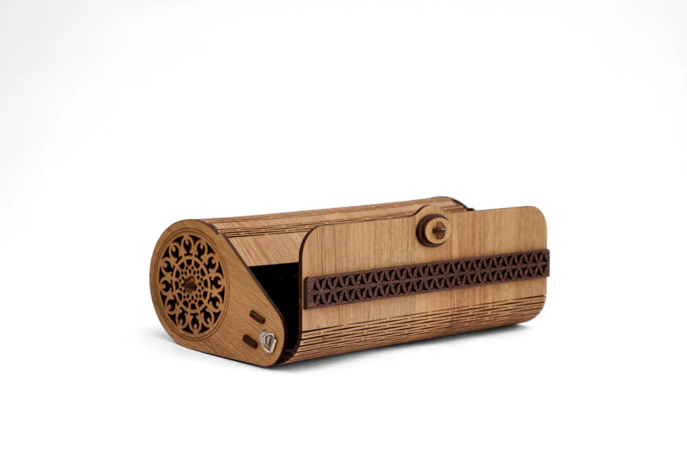 Wooden bag rectangle shape with carving - Flexi Wooden flap