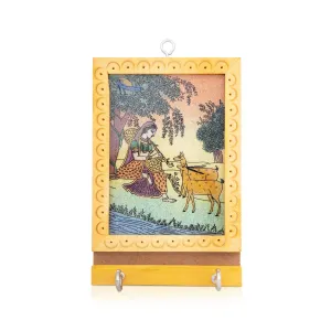 Wooden Key Chain - 5 x 3.5 Inches | Gem Stone Wooden Key Ring/ Wooden Key Holder for Bike & Car