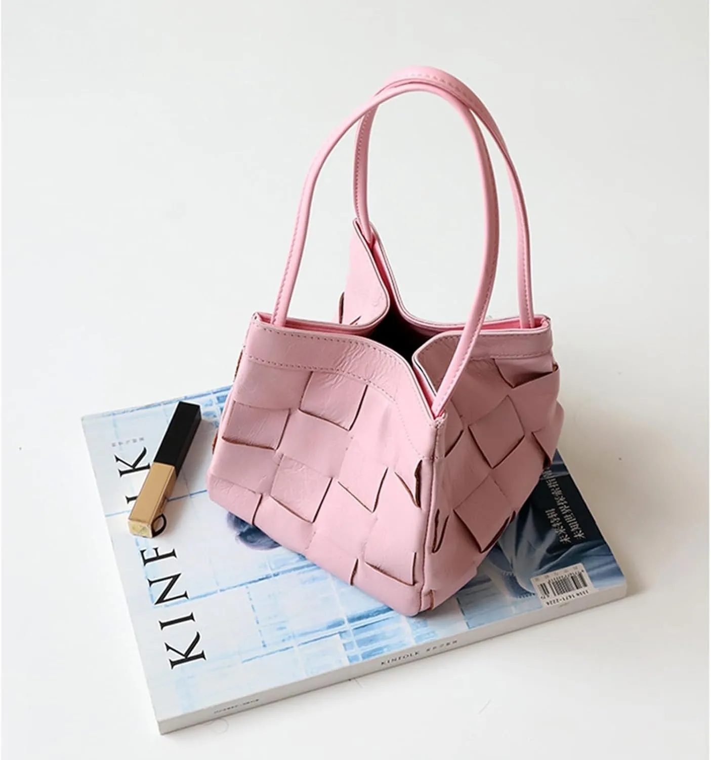 Woven bucket shouler bag for Women,Tote Vegan Leather Handbags, Large-capacity crossbody bag.purse,soft Casual Hobo