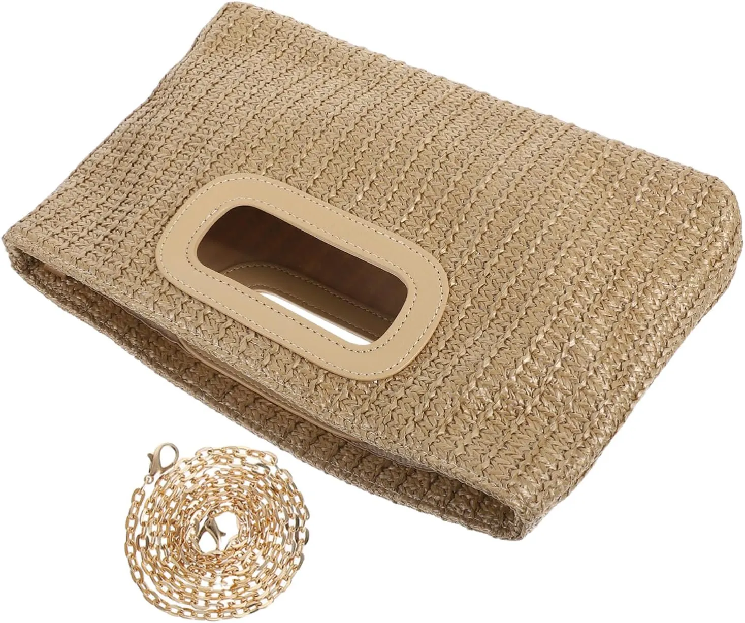Woven Evening Bag with Removable Chain Versatile Shoulder Handbag for Women for Shopping Travel and Parties Soft Simulated Grass Material