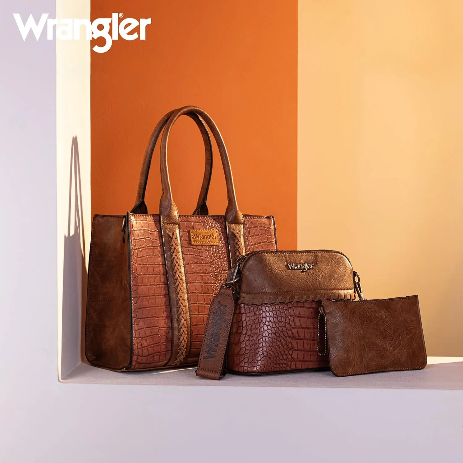 Wrangler 3Pcs Purses for Women Tote Bag Crossbody Handbag Sets with Strap