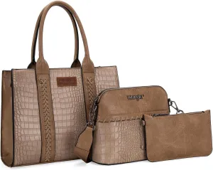 Wrangler 3Pcs Purses for Women Tote Bag Crossbody Handbag Sets with Strap