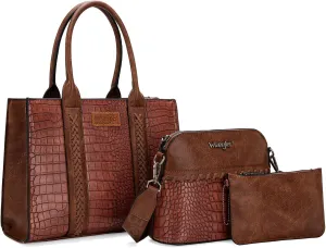 Wrangler 3Pcs Purses for Women Tote Bag Crossbody Handbag Sets with Strap
