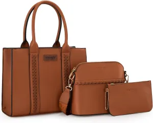 Wrangler 3Pcs Purses for Women Tote Bag Crossbody Handbag Sets with Strap