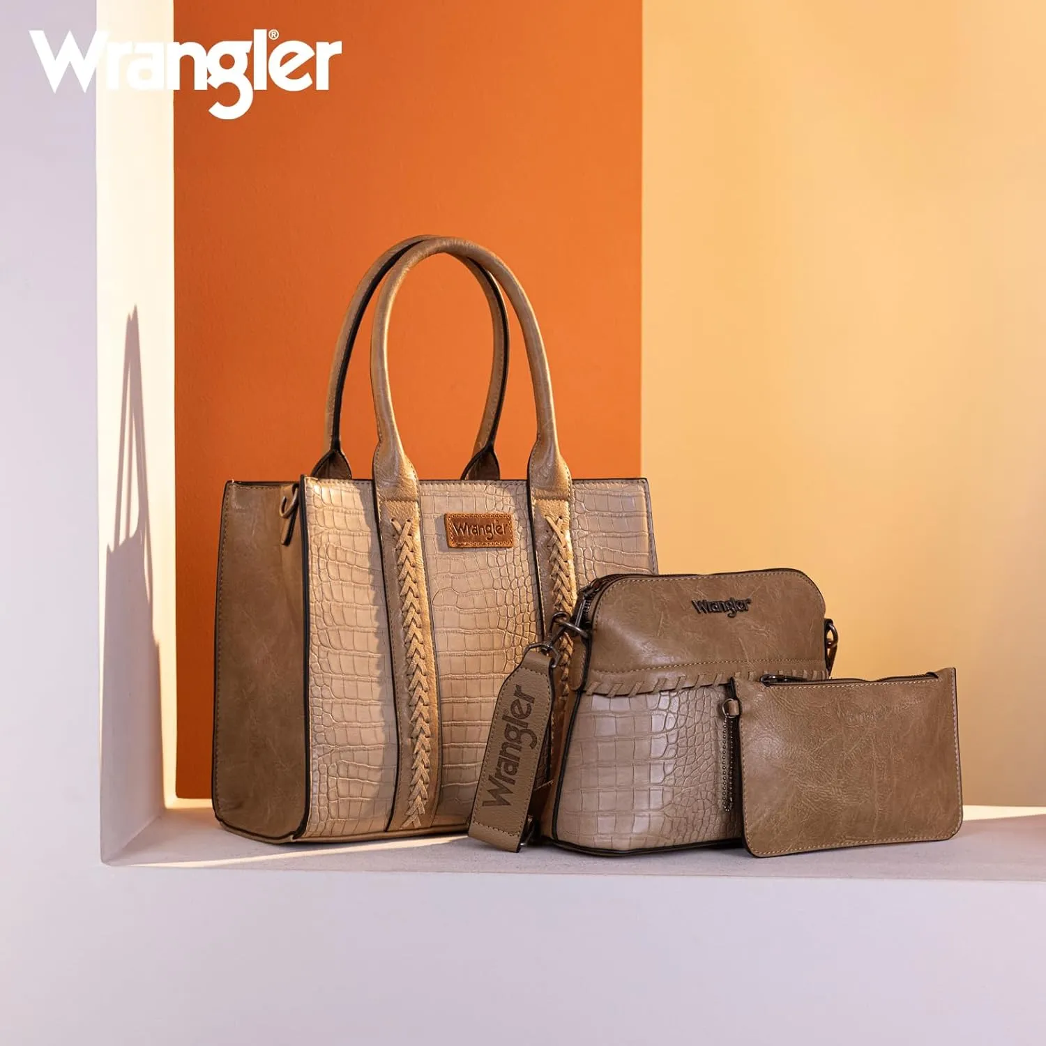 Wrangler 3Pcs Purses for Women Tote Bag Crossbody Handbag Sets with Strap