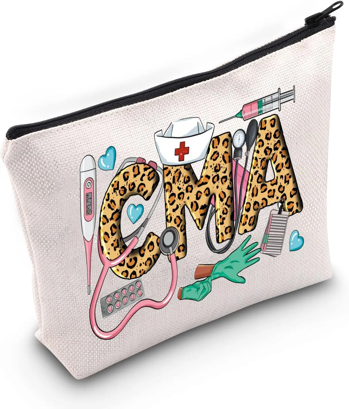 WZMPA Certified Medical Assistant Cosmetic Makeup Bag CMA Student Gift Nursing CMA Zipper Pouch Bag For Medical Assistant