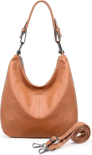 YALUXE Genuine Leather Hobo Bags for Women Slouchy Shoulder Handbags Purses Crossbody Bags