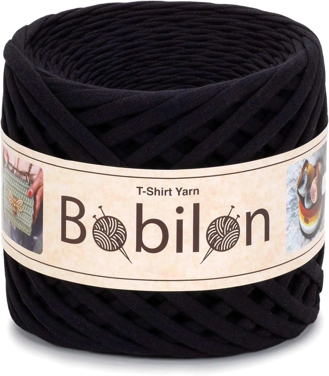 Zpagetti Organic 7-9 mm T-Shirt Yarn for Macrame & Knitting, 100% Cotton Jersey Black Passion